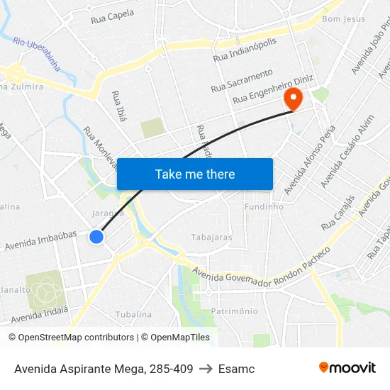 Avenida Aspirante Mega, 285-409 to Esamc map