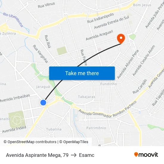 Avenida Aspirante Mega, 79 to Esamc map