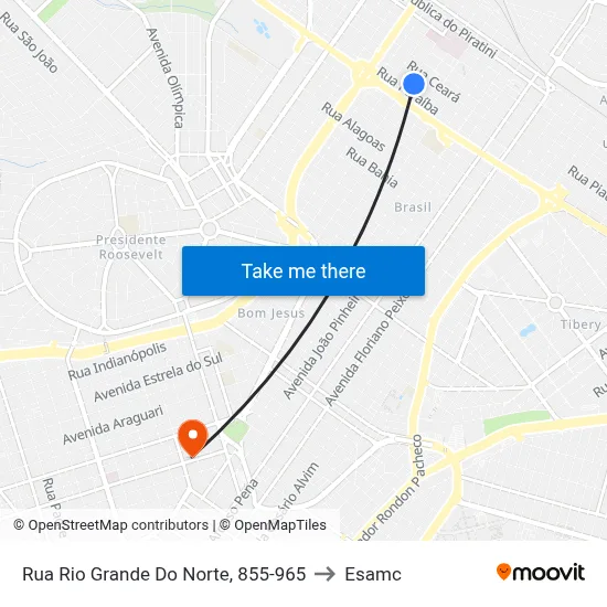 Rua Rio Grande Do Norte, 855-965 to Esamc map