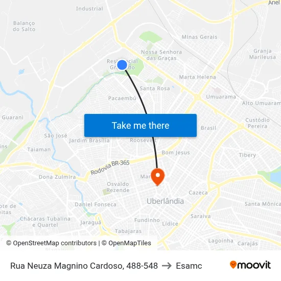 Rua Neuza Magnino Cardoso, 488-548 to Esamc map