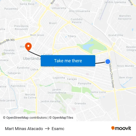 Mart Minas Atacado to Esamc map