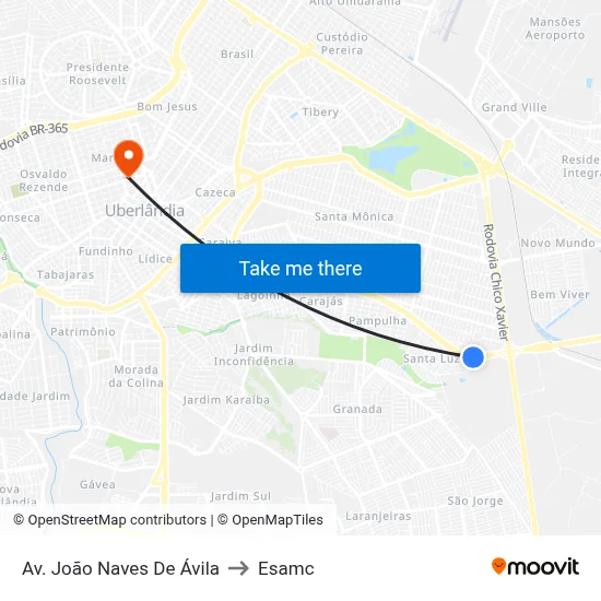 Av. João Naves De Ávila to Esamc map