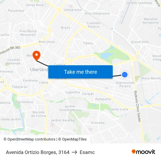 Avenida Ortízio Borges, 3164 to Esamc map