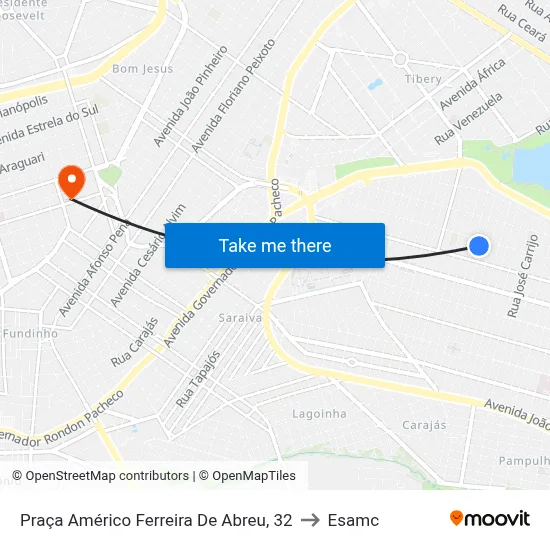 Praça Américo Ferreira De Abreu, 32 to Esamc map