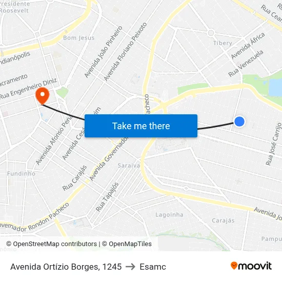 Avenida Ortízio Borges, 1245 to Esamc map