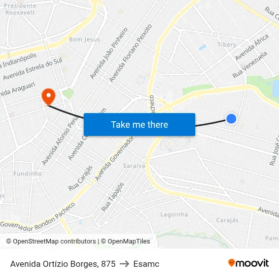 Avenida Ortízio Borges, 875 to Esamc map