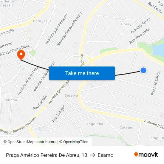 Praça Américo Ferreira De Abreu, 13 to Esamc map