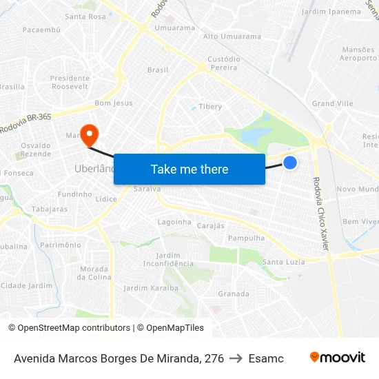 Avenida Marcos Borges De Miranda, 276 to Esamc map
