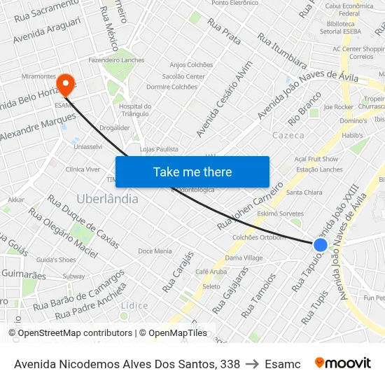 Avenida Nicodemos Alves Dos Santos, 338 to Esamc map