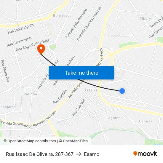 Rua Isaac De Oliveira, 287-367 to Esamc map