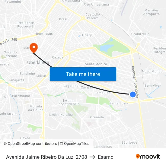 Avenida Jaime Ribeiro Da Luz, 2708 to Esamc map