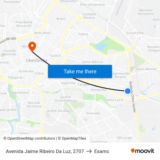 Avenida Jaime Ribeiro Da Luz, 2707 to Esamc map