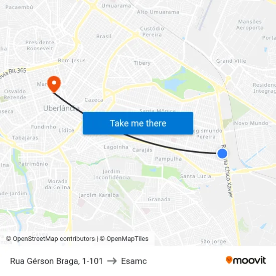 Rua Gérson Braga, 1-101 to Esamc map