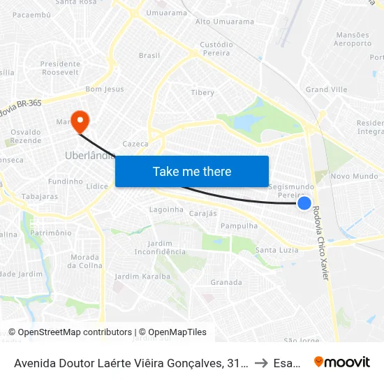 Avenida Doutor Laérte Viêira Gonçalves, 3195 to Esamc map