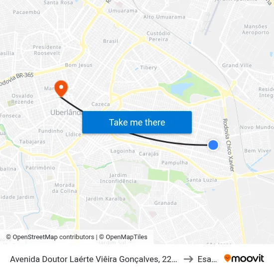 Avenida Doutor Laérte Viêira Gonçalves, 2288-2470 to Esamc map