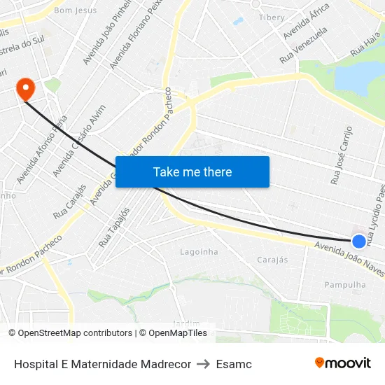 Hospital E Maternidade Madrecor to Esamc map
