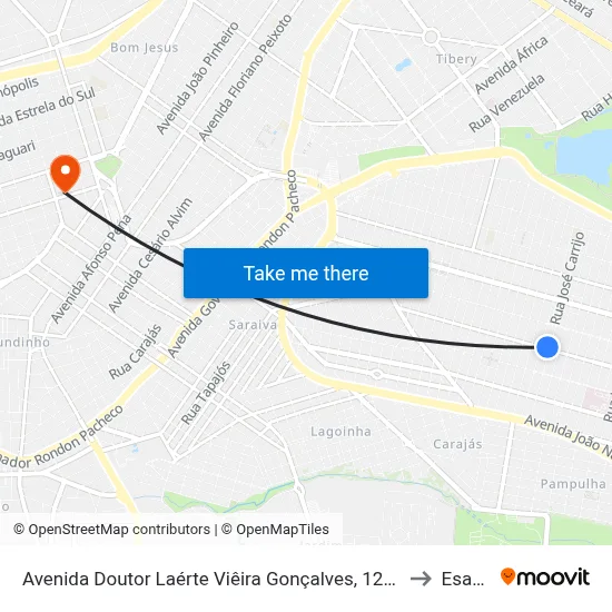 Avenida Doutor Laérte Viêira Gonçalves, 1233-1259 to Esamc map