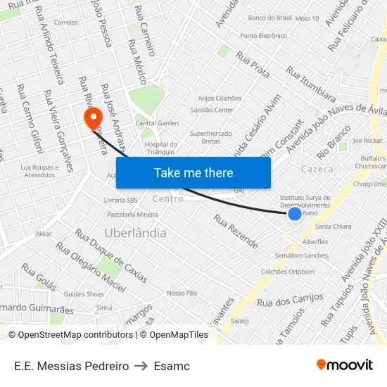 E.E. Messias Pedreiro to Esamc map