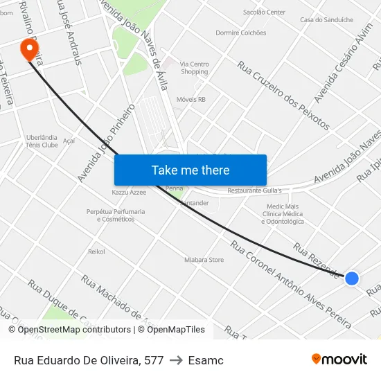 Rua Eduardo De Oliveira, 577 to Esamc map