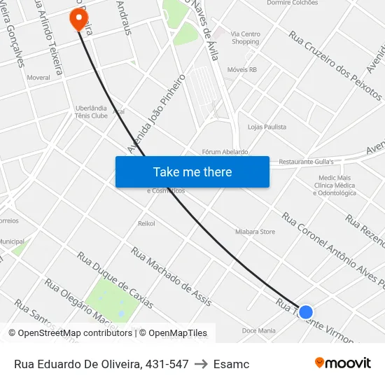 Rua Eduardo De Oliveira, 431-547 to Esamc map