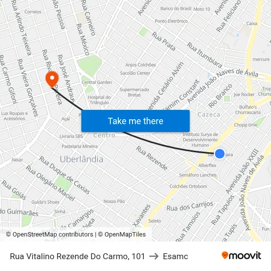 Rua Vitalino Rezende Do Carmo, 101 to Esamc map