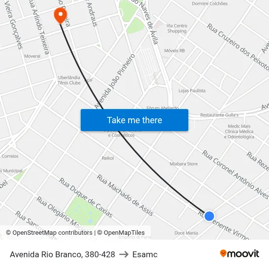 Avenida Rio Branco, 380-428 to Esamc map