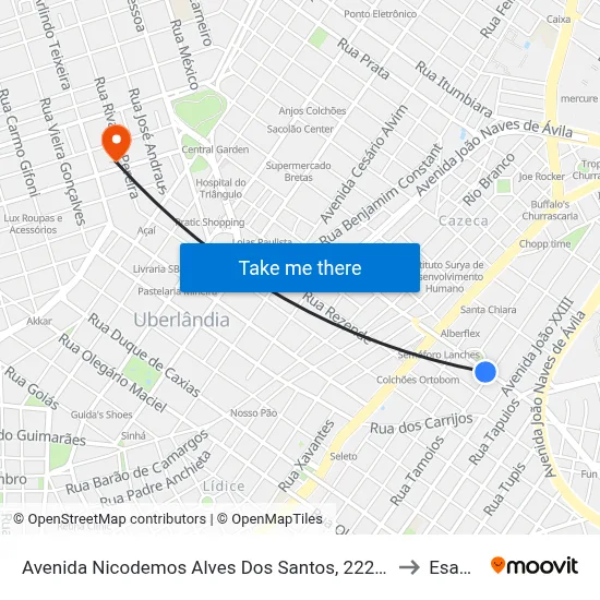Avenida Nicodemos Alves Dos Santos, 222-256 to Esamc map
