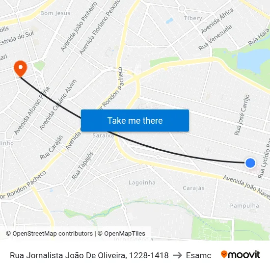 Rua Jornalista João De Oliveira, 1228-1418 to Esamc map