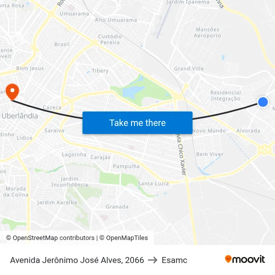 Avenida Jerônimo José Alves, 2066 to Esamc map