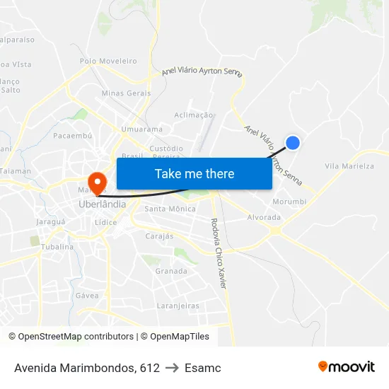 Avenida Marimbondos, 612 to Esamc map