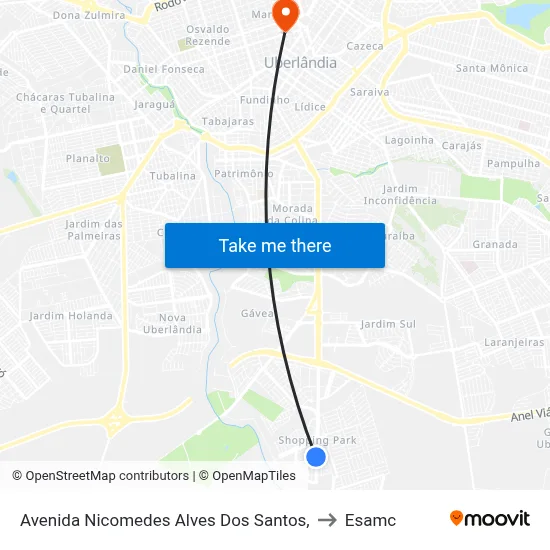 Avenida Nicomedes Alves Dos Santos, to Esamc map