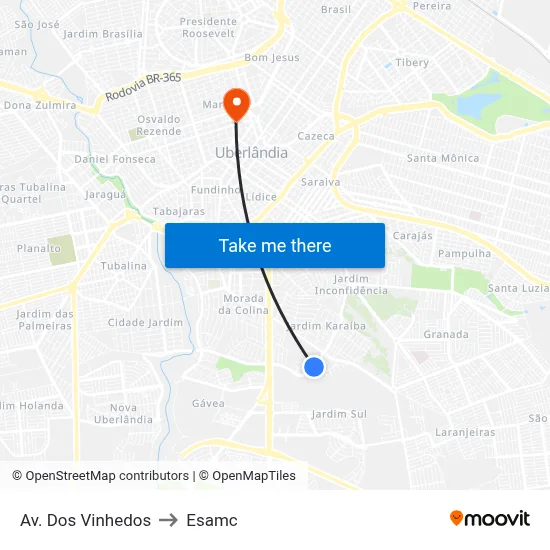 Av. Dos Vinhedos to Esamc map