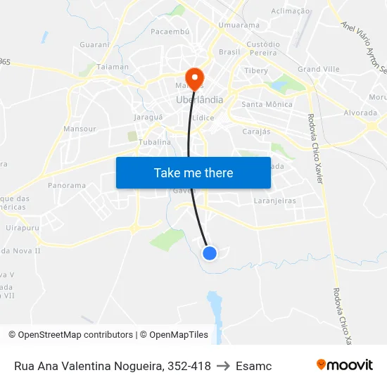 Rua Ana Valentina Nogueira, 352-418 to Esamc map