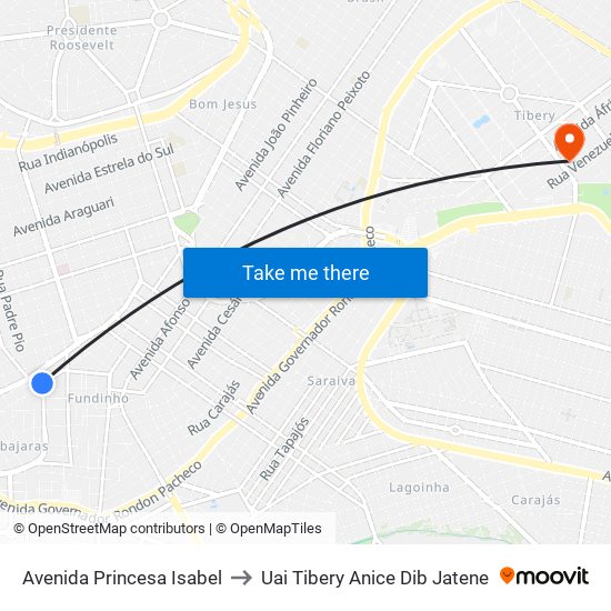 Avenida Princesa Isabel to Uai Tibery Anice Dib Jatene map