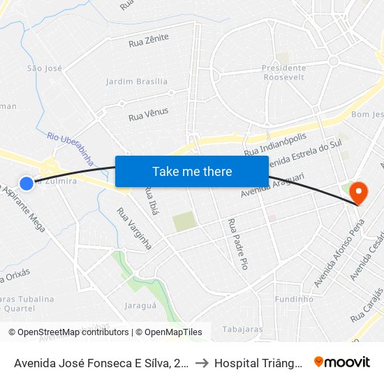 Avenida José Fonseca E Sílva, 205 to Hospital Triângulo map