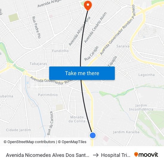 Avenida Nicomedes Alves Dos Santos, 2867-2935 to Hospital Triângulo map