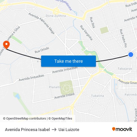 Avenida Princesa Isabel to Uai Luizote map