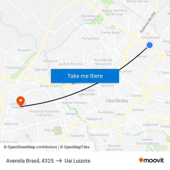 Avenida Brasil, 4325 to Uai Luizote map