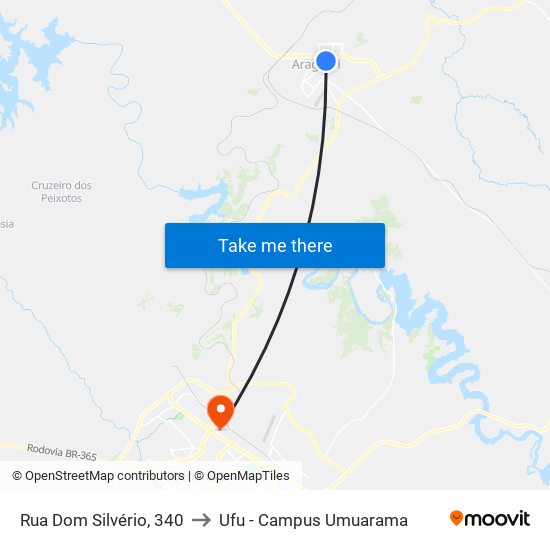 Rua Dom Silvério, 340 to Ufu - Campus Umuarama map