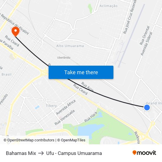 Bahamas Mix to Ufu - Campus Umuarama map