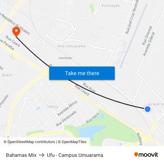 Bahamas Mix to Ufu - Campus Umuarama map