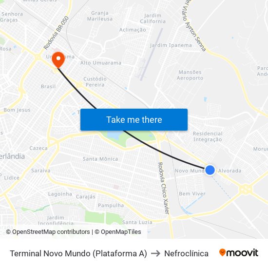 Terminal Novo Mundo (Plataforma A) to Nefroclínica map