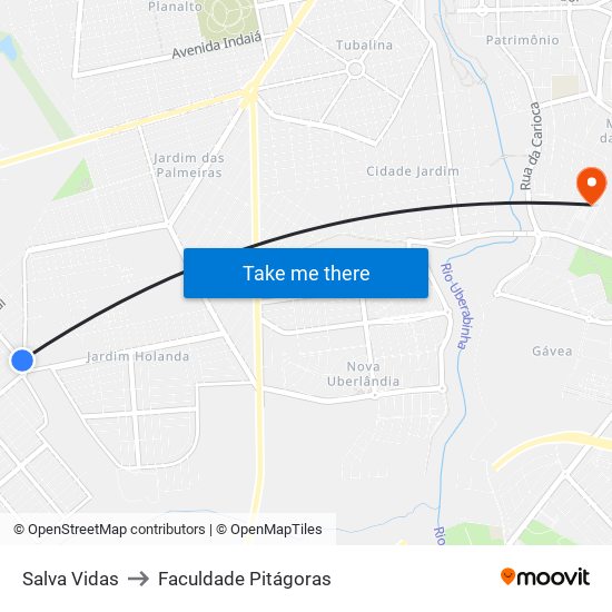 Salva Vidas to Faculdade Pitágoras map