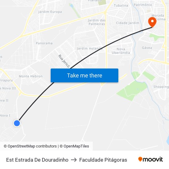 Est Estrada De Douradinho to Faculdade Pitágoras map