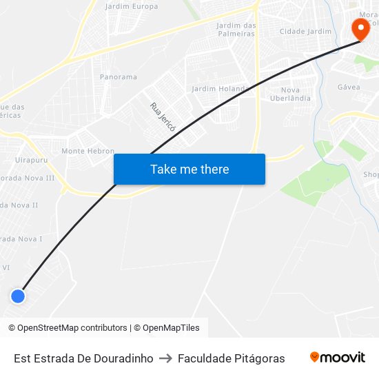 Est Estrada De Douradinho to Faculdade Pitágoras map