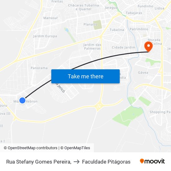 Rua Stefany Gomes Pereira, to Faculdade Pitágoras map