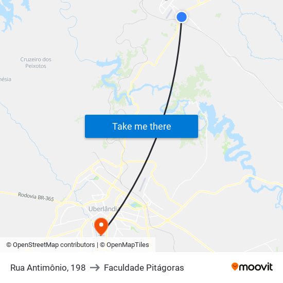 Rua Antimônio, 198 to Faculdade Pitágoras map