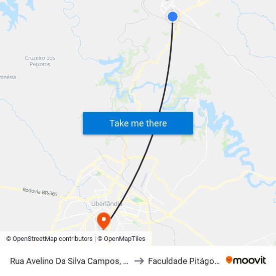 Rua Avelino Da Silva Campos, 230 to Faculdade Pitágoras map