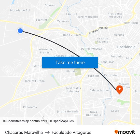 Chácaras Maravilha to Faculdade Pitágoras map