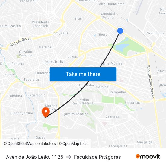 Avenida João Leão, 1125 to Faculdade Pitágoras map